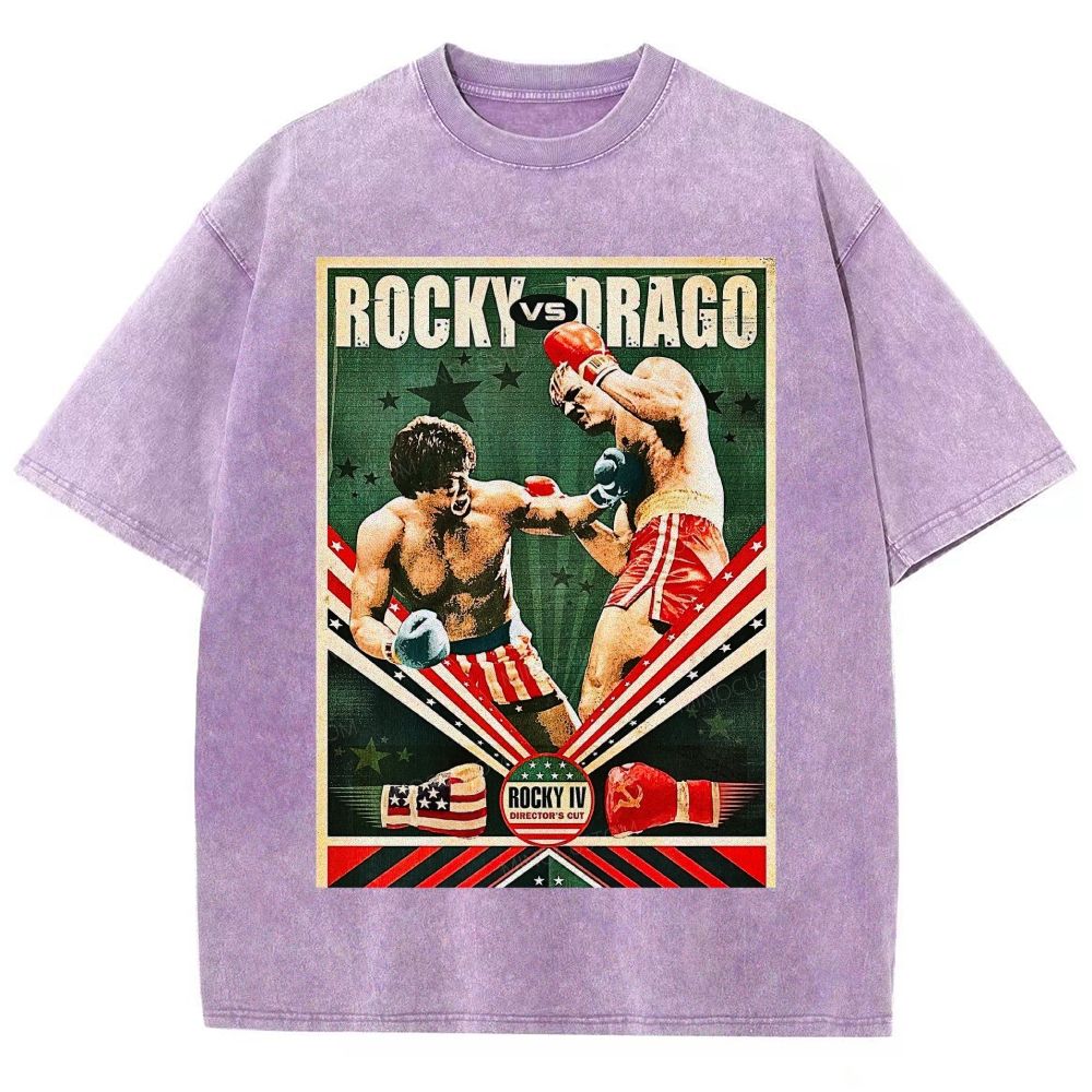 Retro Boxing Fight Poster Inspired Vintage Unisex Fit Washed T-Shirt