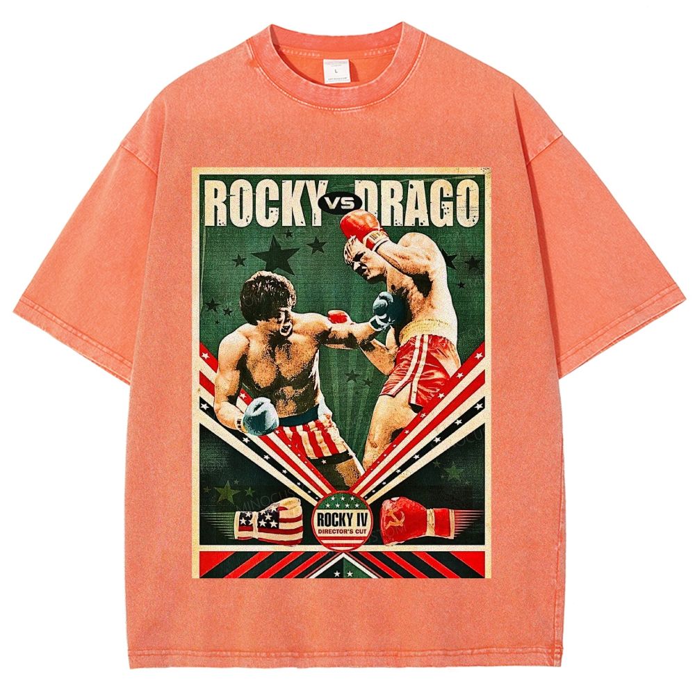 Retro Boxing Fight Poster Inspired Vintage Unisex Fit Washed T-Shirt