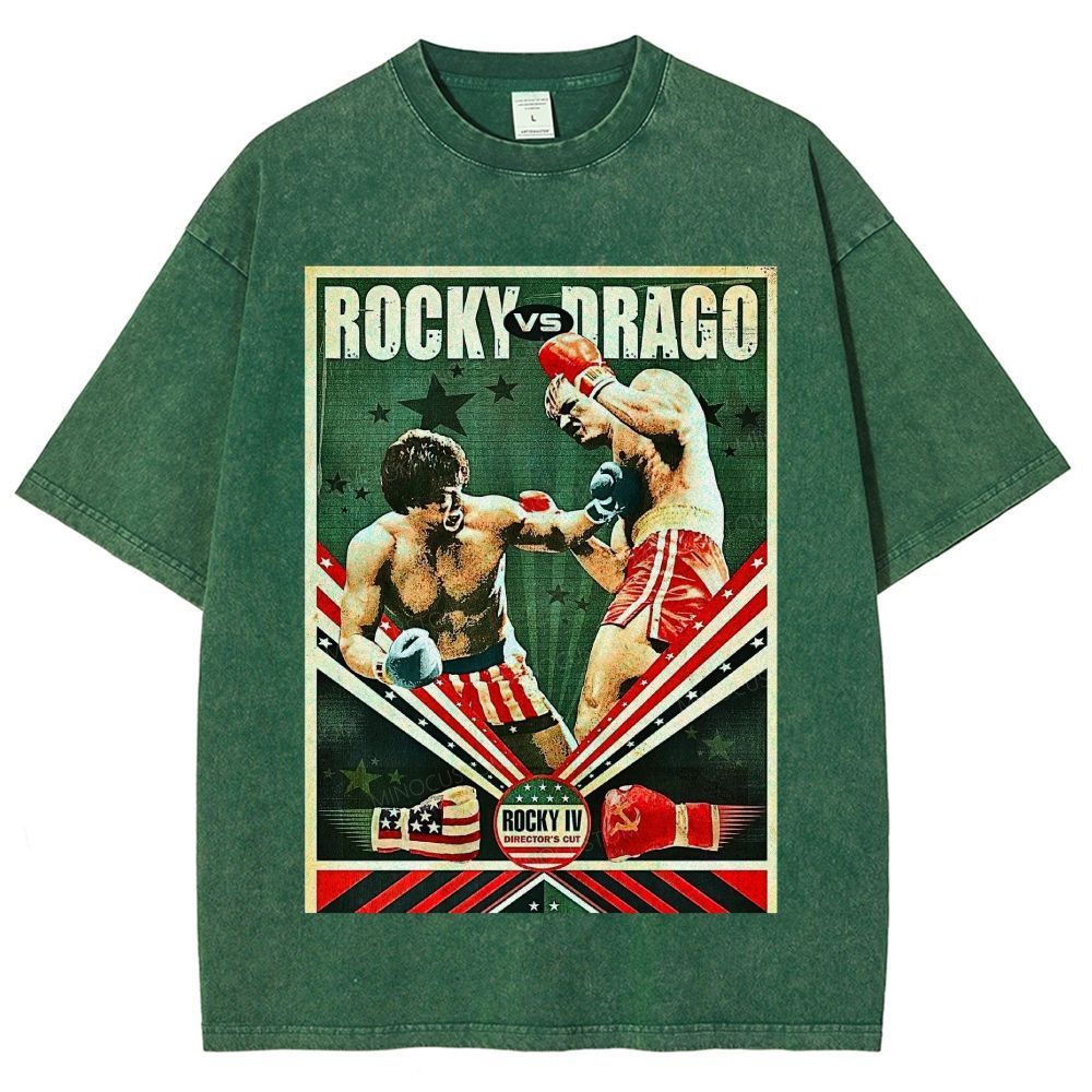 Retro Boxing Fight Poster Inspired Vintage Unisex Fit Washed T-Shirt