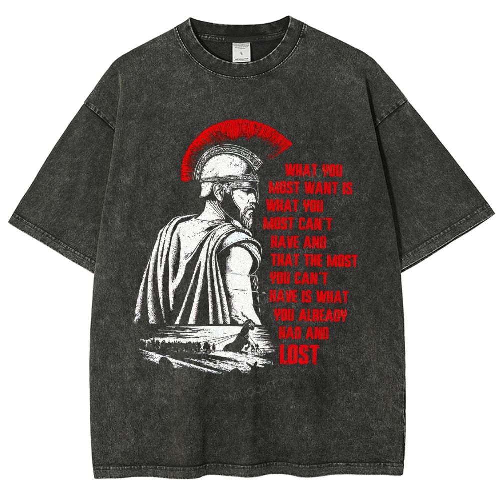 Ancient Greece Warrior Quote Vintage Unisex Fit Washed T-Shirt