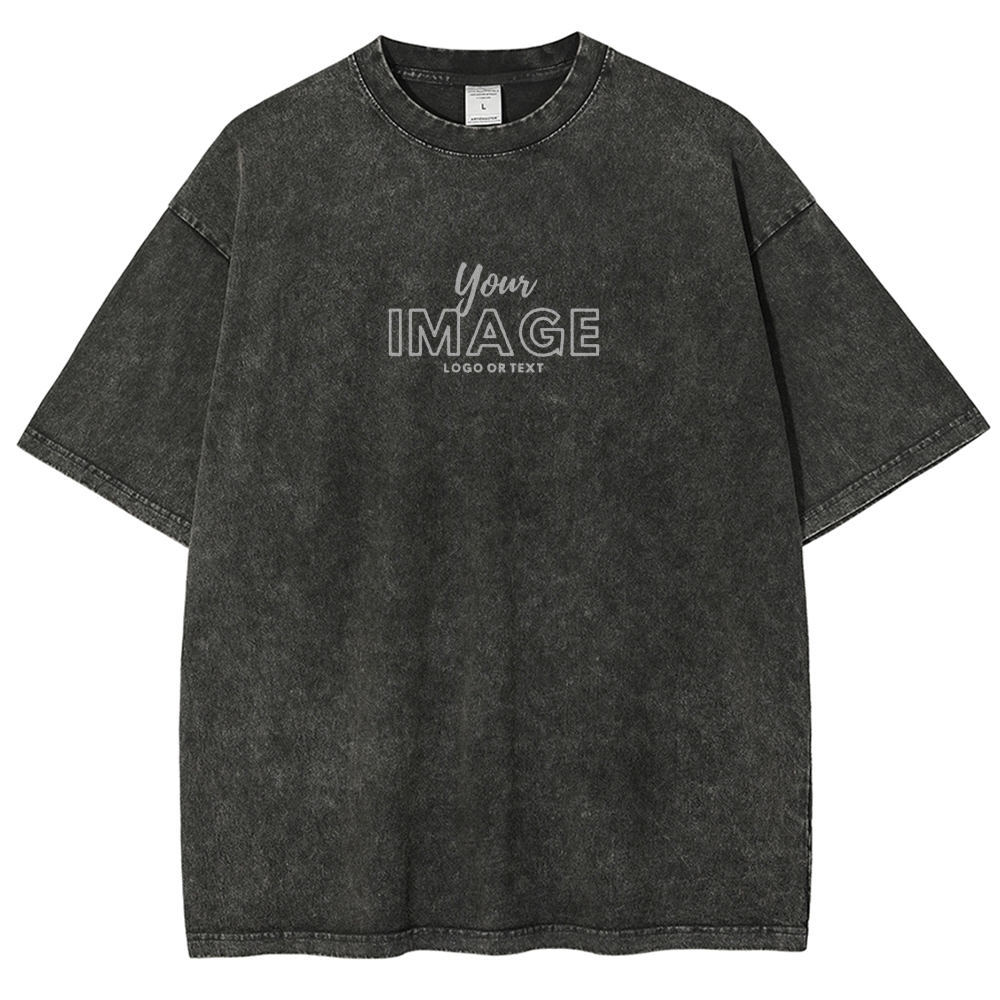 Personalized Image Logo Text Vintage Washed T-Shirt 