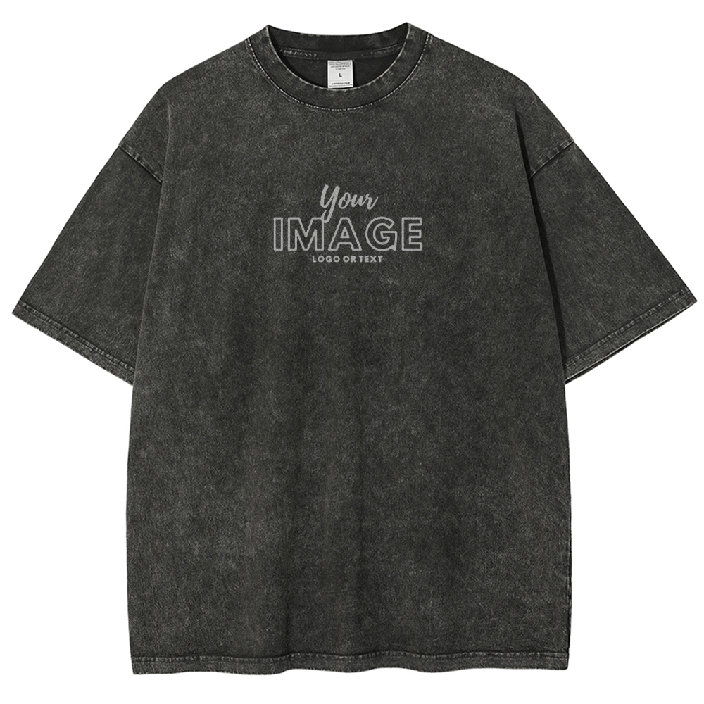 Personalized Image Logo Text Vintage Washed T-Shirt 