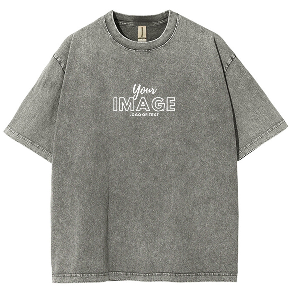 Personalized Image Logo Text Vintage Washed T-Shirt 