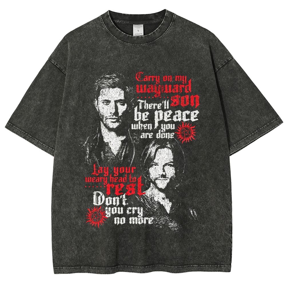 Dark Gothic Vintage Lyric Inspired Unisex Fit Washed T-Shirt