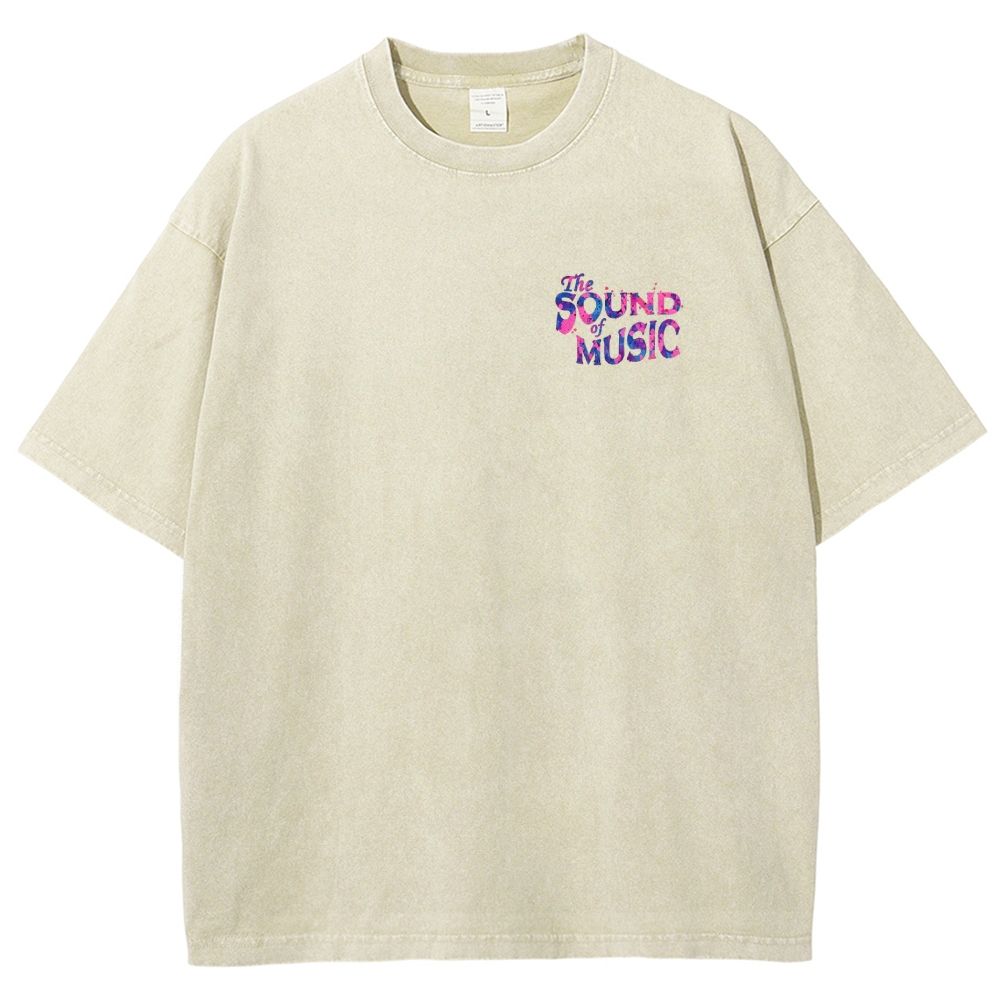 Watercolor Music Note Art Graphic Washed T-Shirt 