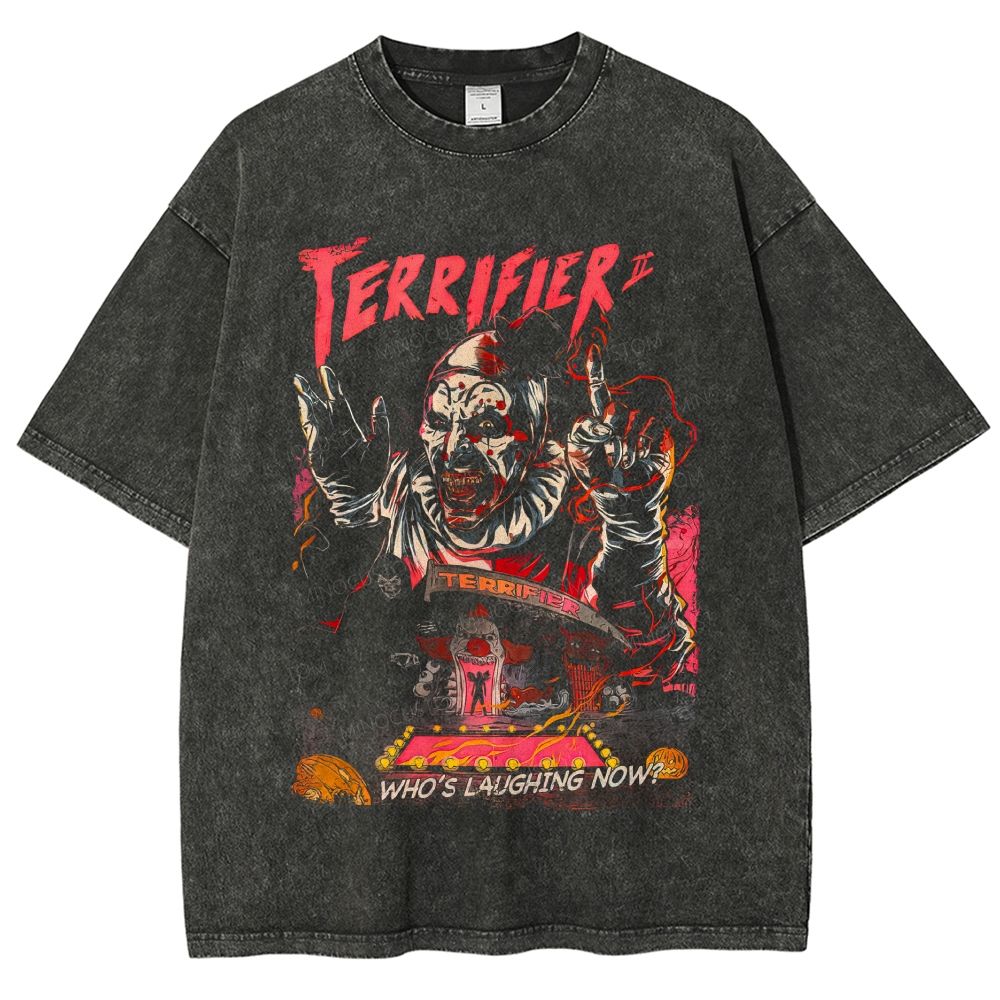 Retro Scary Clown Carnival Horror Graphic Unisex Fit Washed T-Shirt