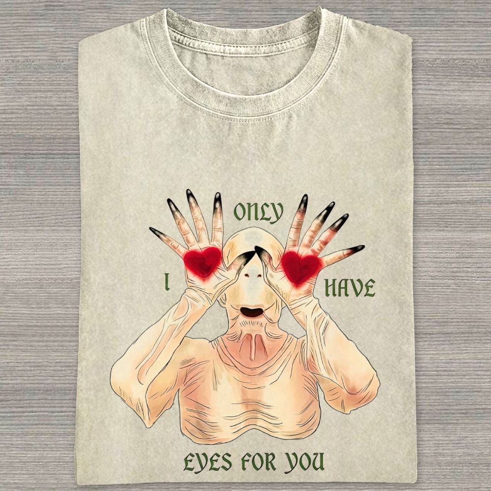 Spoooky Romantic Monster Love Heart Graphic Washed T-shirt