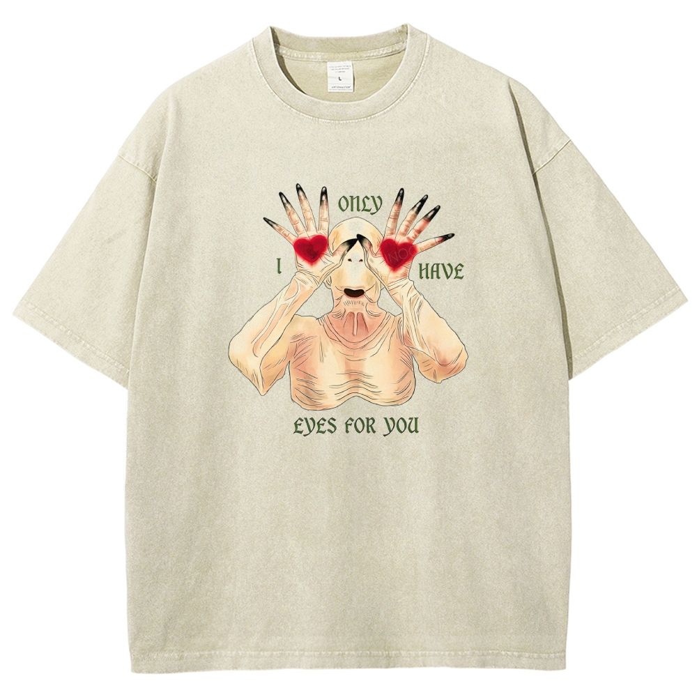 Spoooky Romantic Monster Love Heart Graphic Washed T-shirt