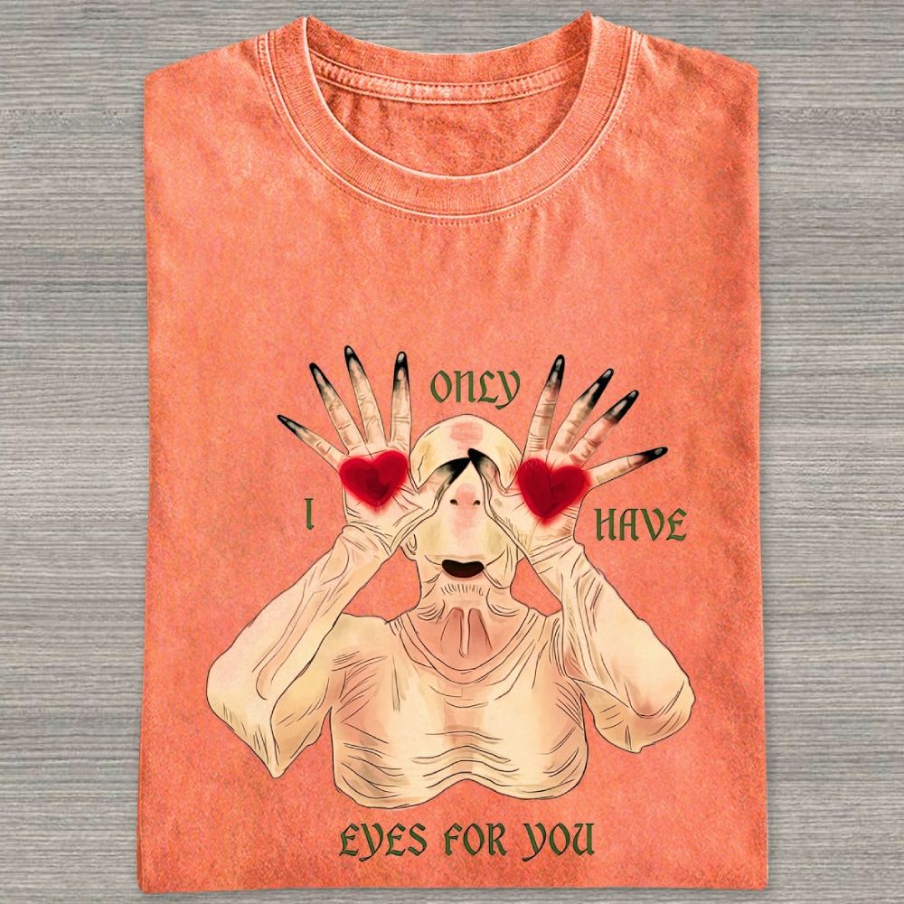Spoooky Romantic Monster Love Heart Graphic Washed T-shirt