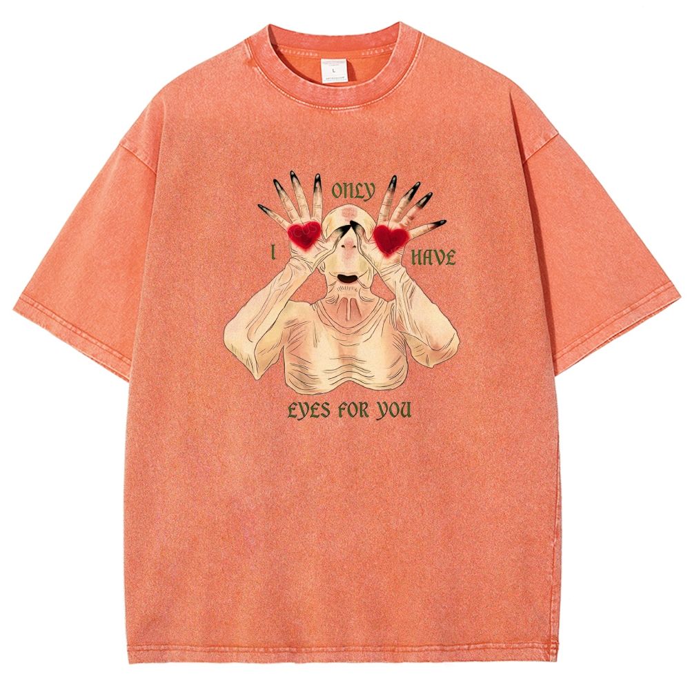 Spoooky Romantic Monster Love Heart Graphic Washed T-shirt