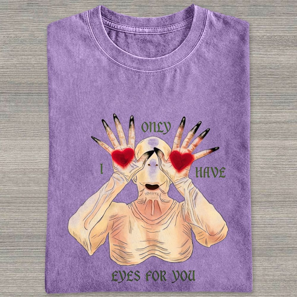 Spoooky Romantic Monster Love Heart Graphic Washed T-shirt