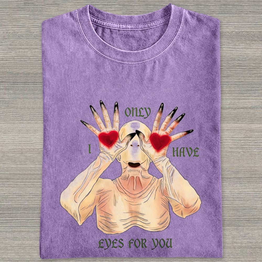 Spoooky Romantic Monster Love Heart Graphic Washed T-shirt