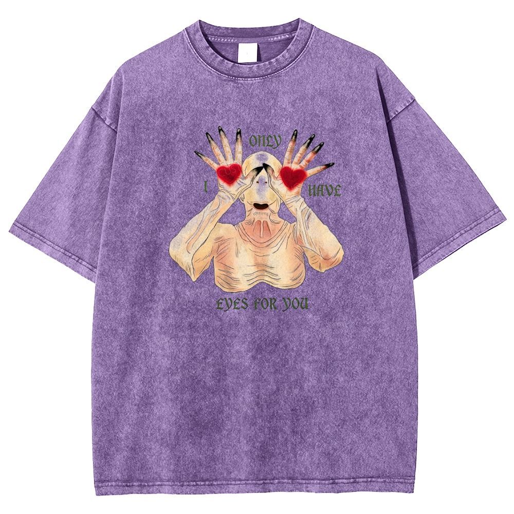 Spoooky Romantic Monster Love Heart Graphic Washed T-shirt