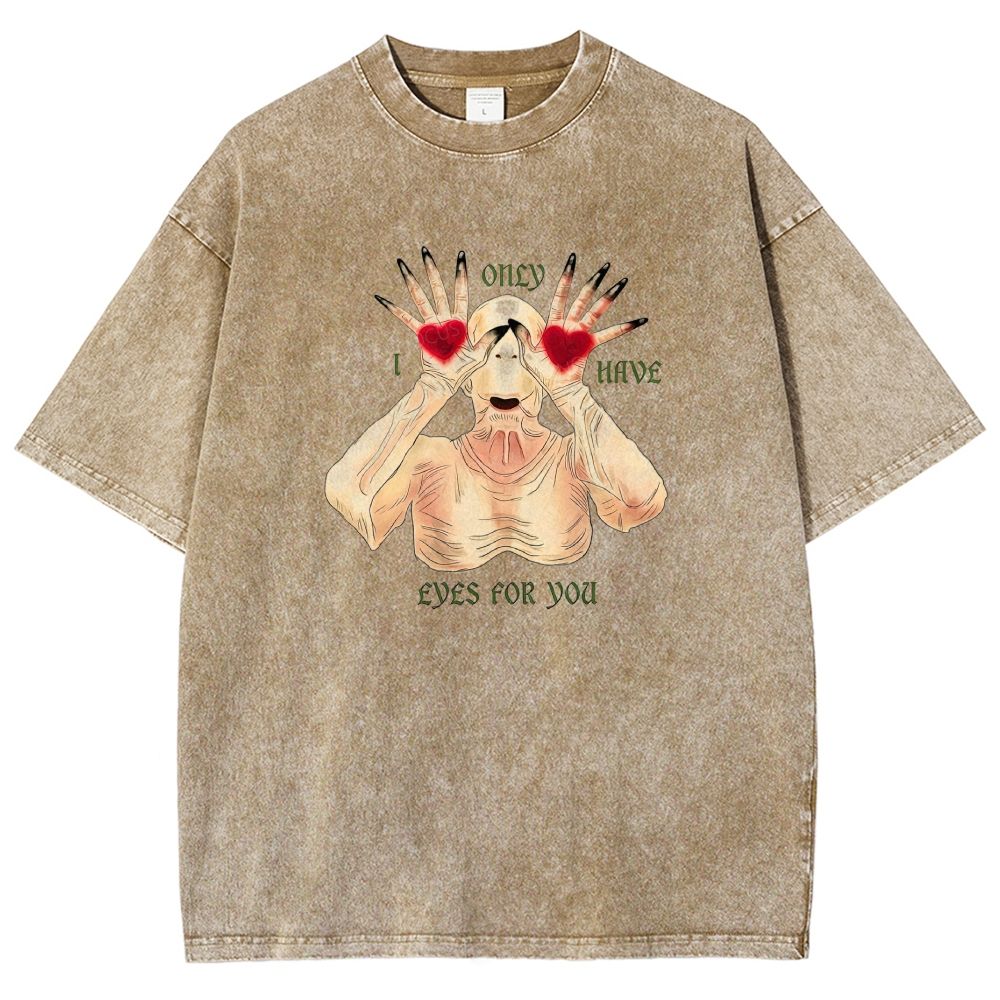 Spoooky Romantic Monster Love Heart Graphic Washed T-shirt