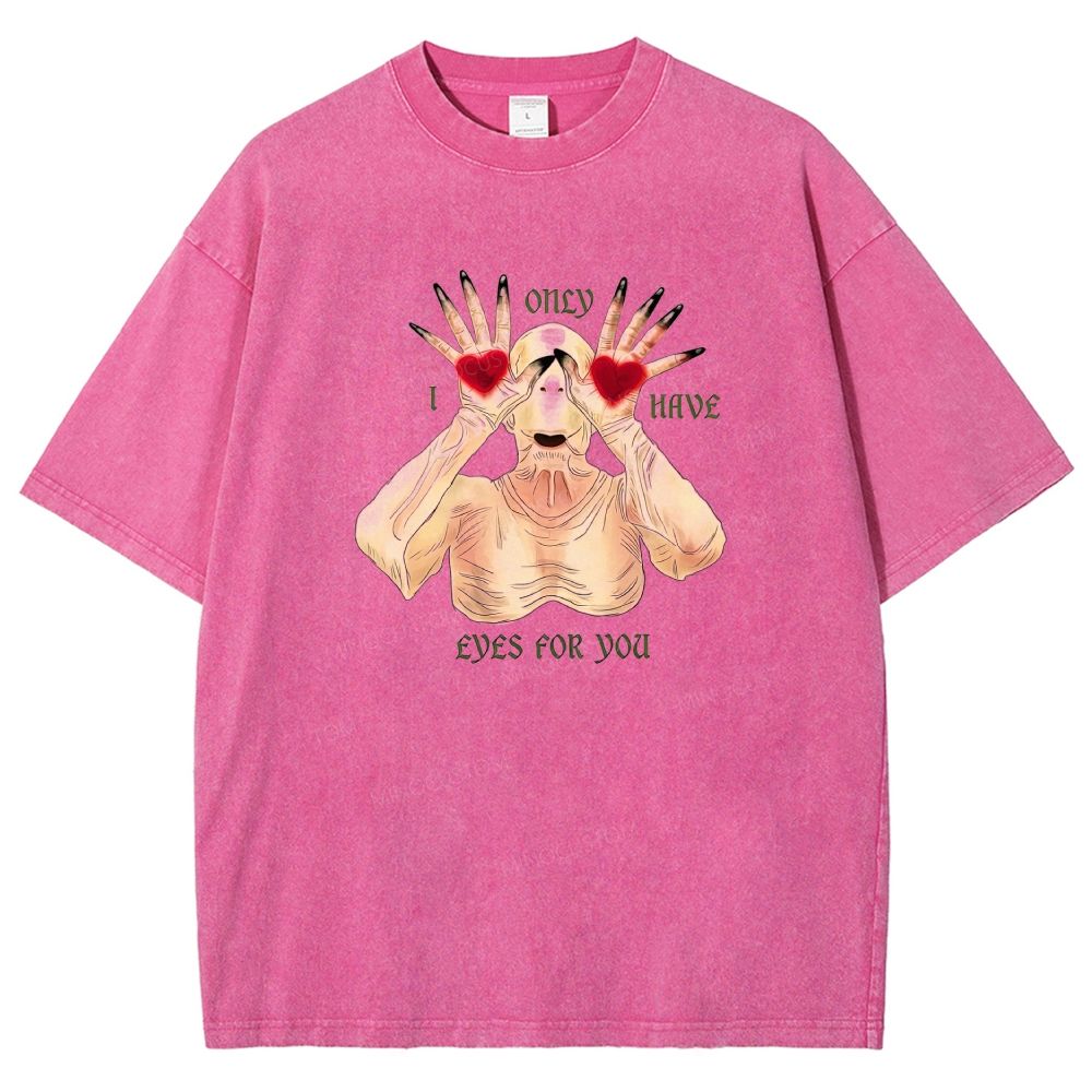 Spoooky Romantic Monster Love Heart Graphic Washed T-shirt
