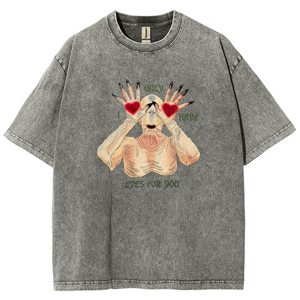 Spoooky Romantic Monster Love Heart Graphic Washed T-shirt