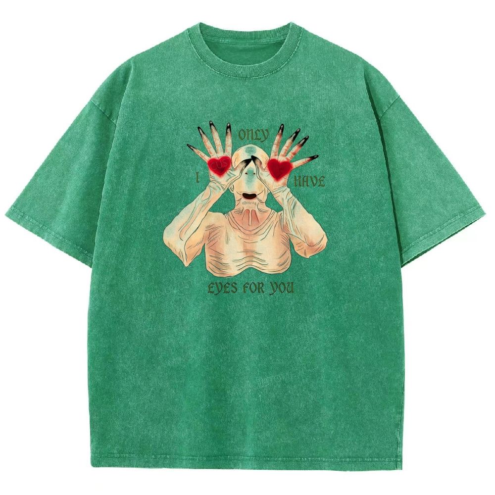 Spoooky Romantic Monster Love Heart Graphic Washed T-shirt