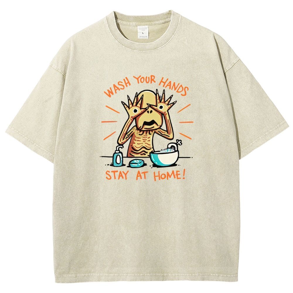Funny Creepy Monster Hand‑washing Meme Graphic Washed T-shirt