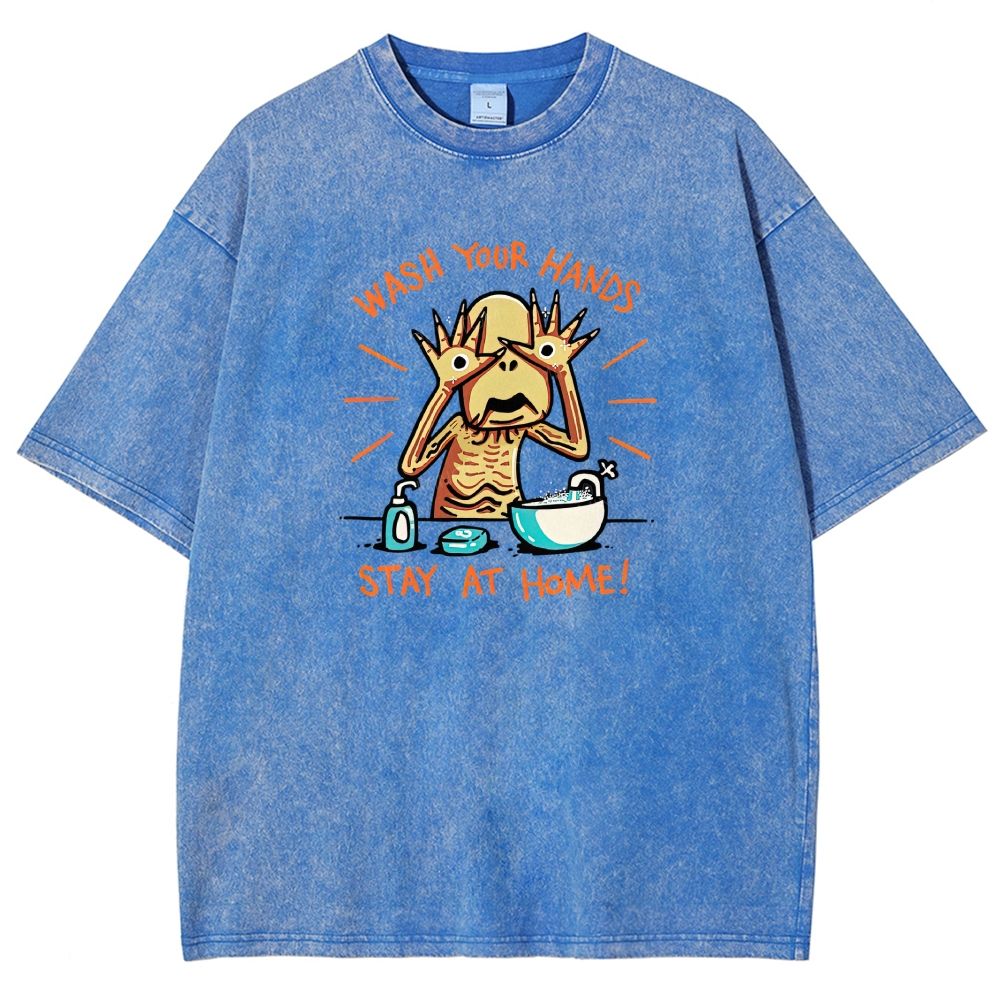 Funny Creepy Monster Hand‑washing Meme Graphic Washed T-shirt