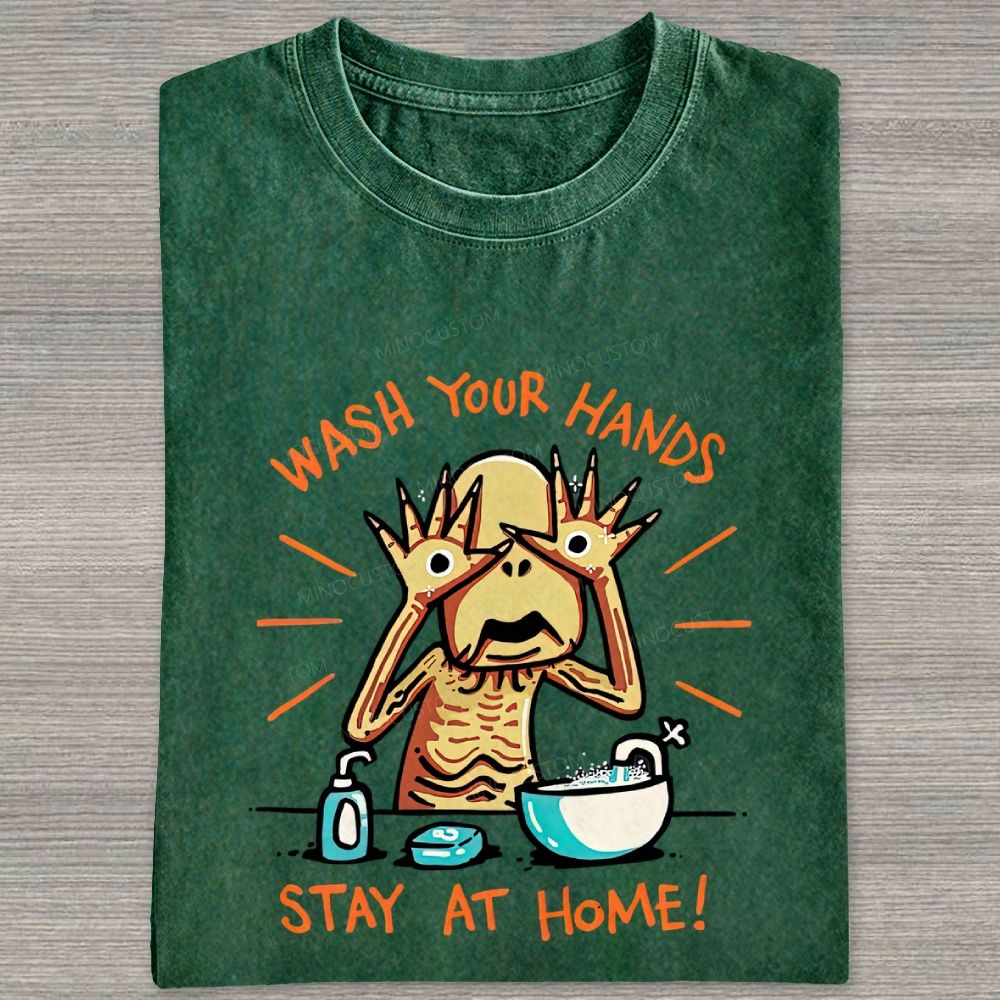 Funny Creepy Monster Hand‑washing Meme Graphic Washed T-shirt
