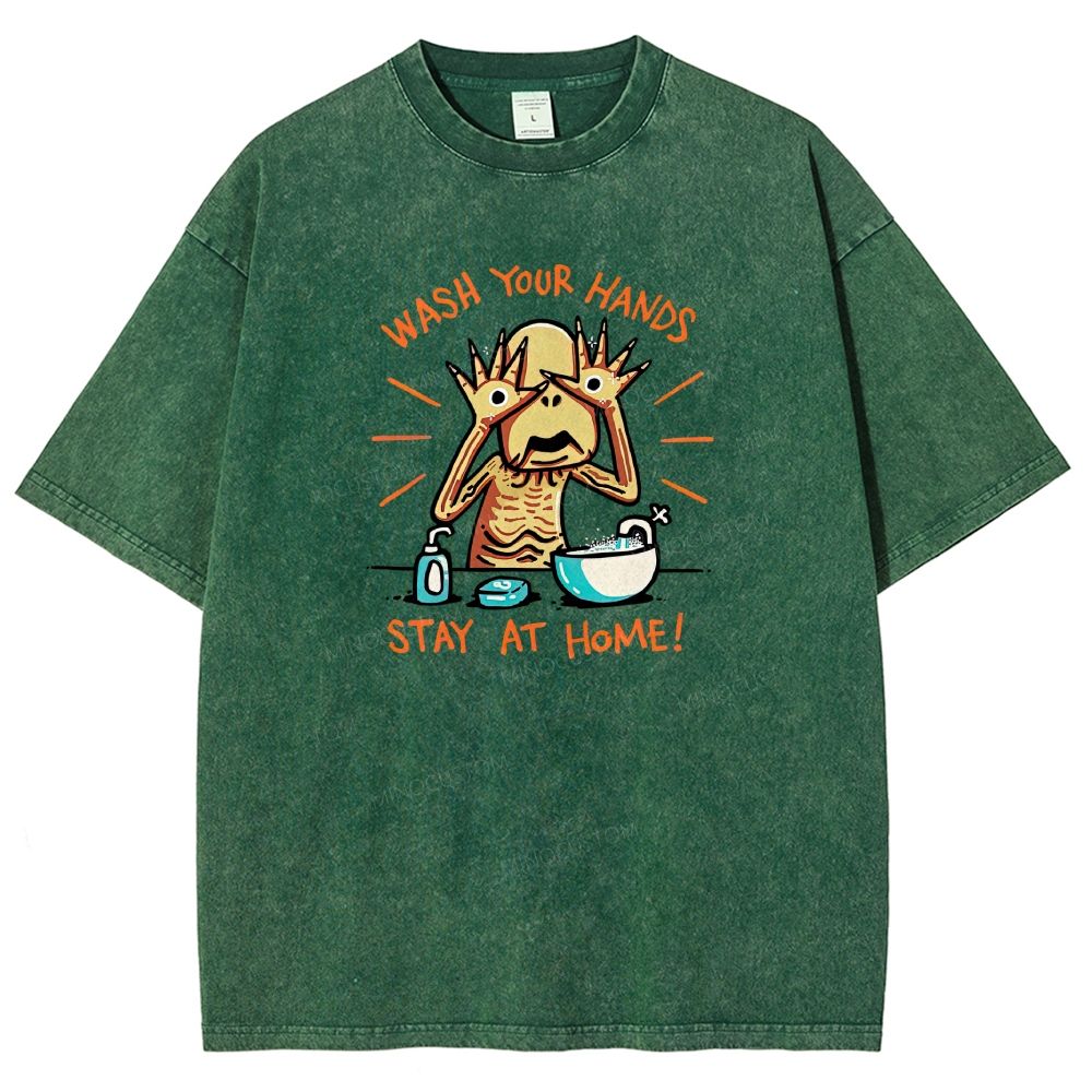 Funny Creepy Monster Hand‑washing Meme Graphic Washed T-shirt
