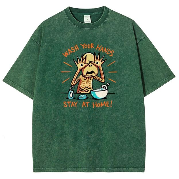 Funny Creepy Monster Hand‑washing Meme Graphic Washed T-shirt