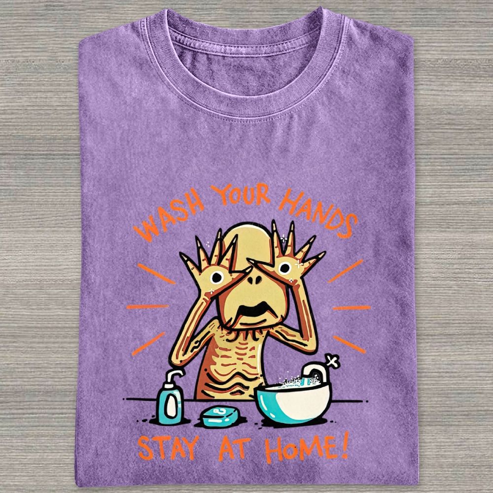 Funny Creepy Monster Hand‑washing Meme Graphic Washed T-shirt