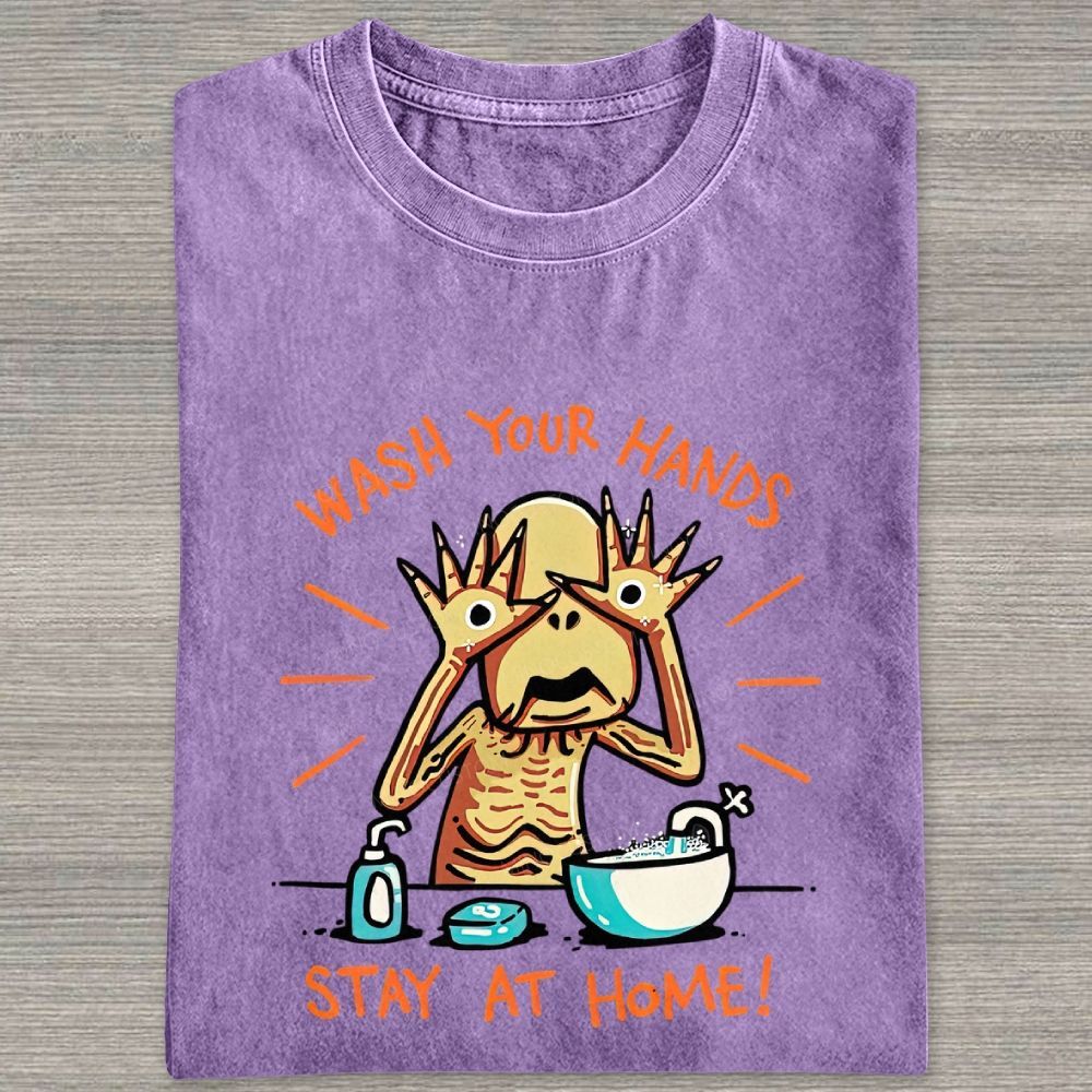 Funny Creepy Monster Hand‑washing Meme Graphic Washed T-shirt