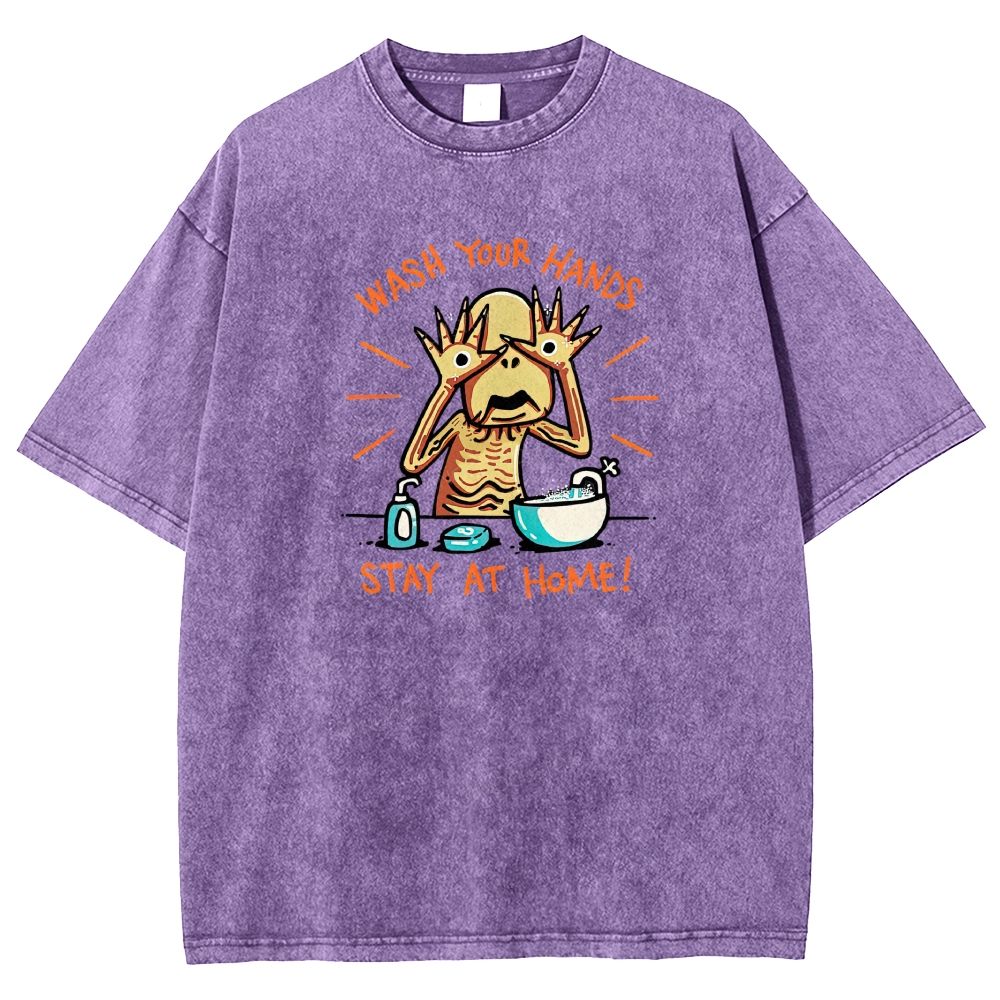 Funny Creepy Monster Hand‑washing Meme Graphic Washed T-shirt
