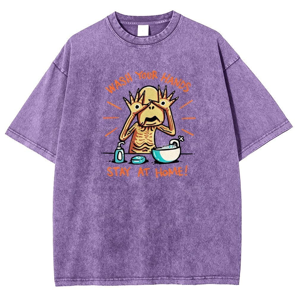 Funny Creepy Monster Hand‑washing Meme Graphic Washed T-shirt