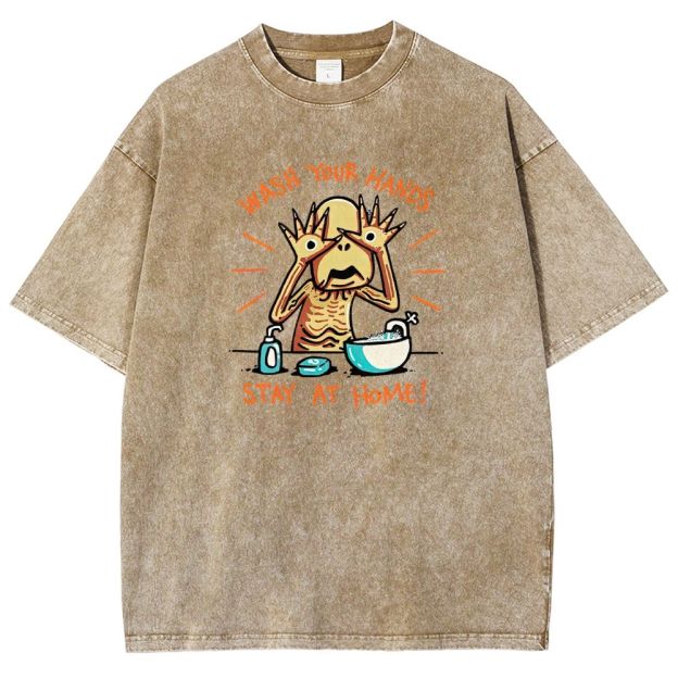 Funny Creepy Monster Hand‑washing Meme Graphic Washed T-shirt