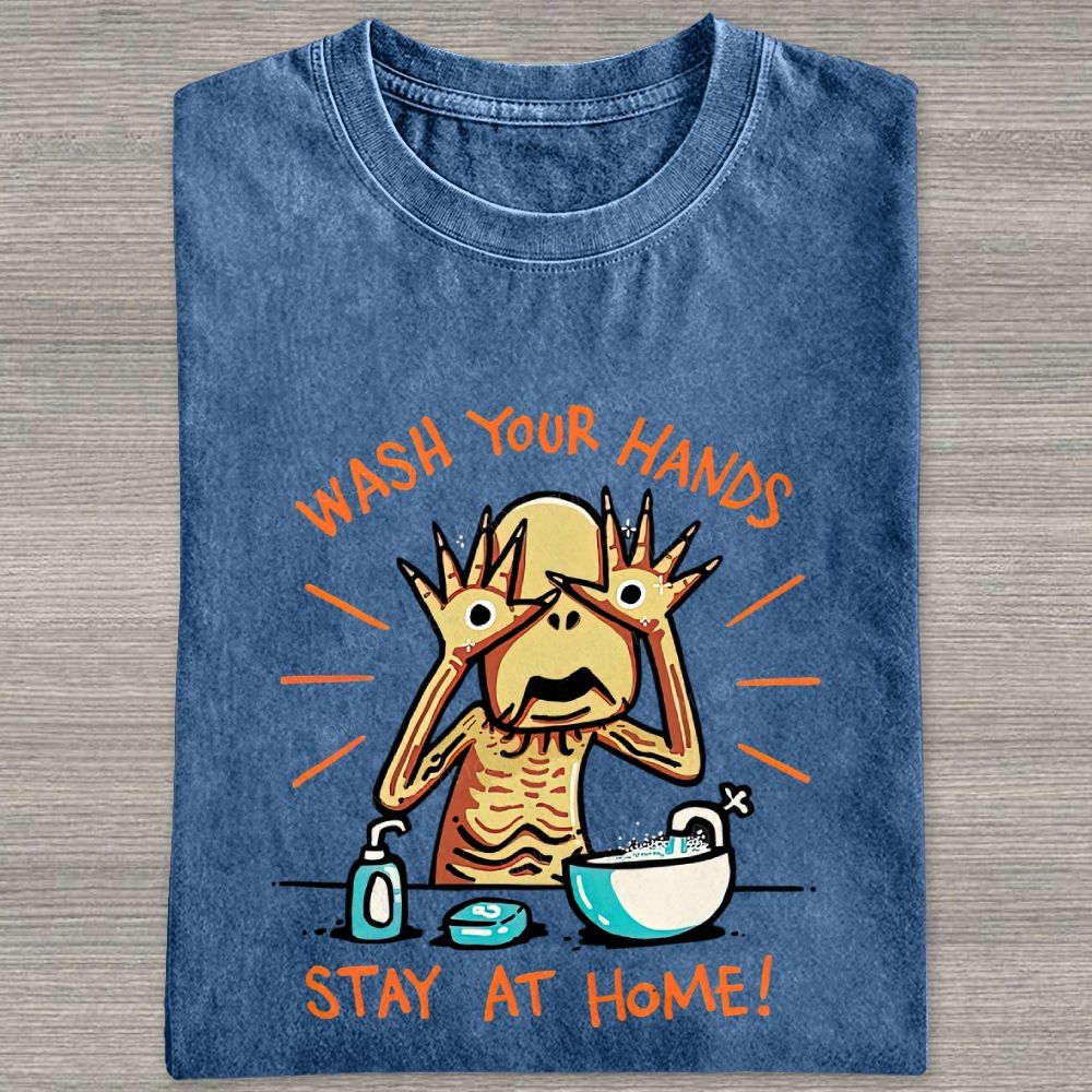 Funny Creepy Monster Hand‑washing Meme Graphic Washed T-shirt
