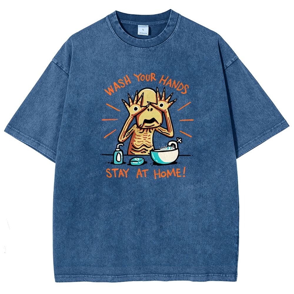 Funny Creepy Monster Hand‑washing Meme Graphic Washed T-shirt