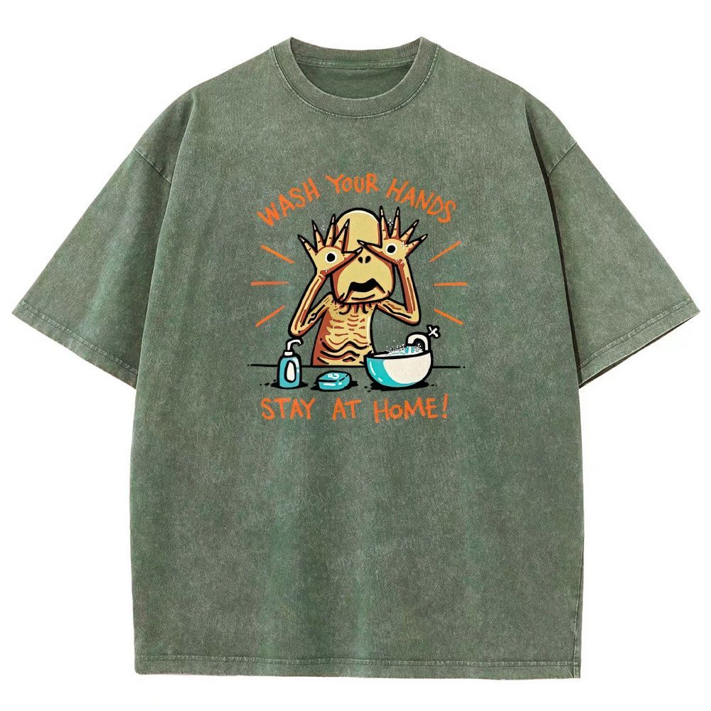 Funny Creepy Monster Hand‑washing Meme Graphic Washed T-shirt