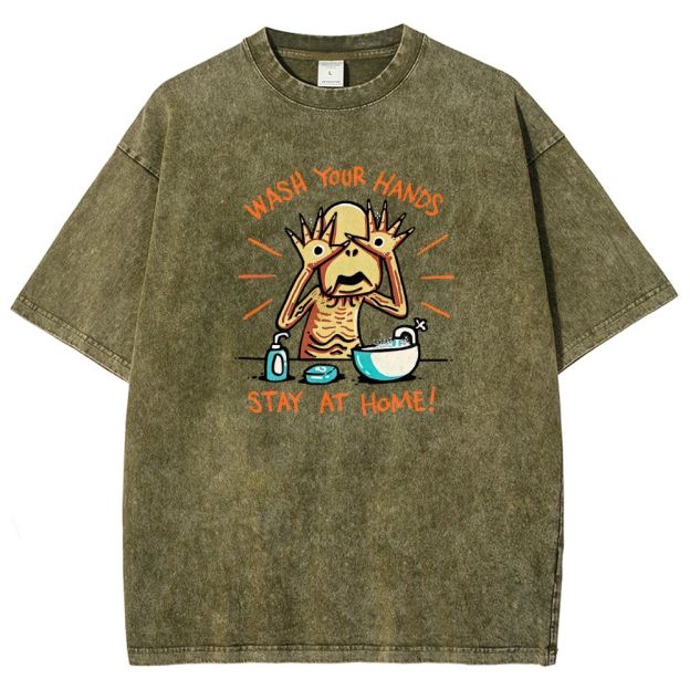 Funny Creepy Monster Hand‑washing Meme Graphic Washed T-shirt