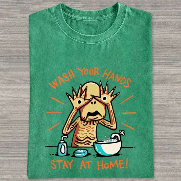 Funny Creepy Monster Hand‑washing Meme Graphic Washed T-shirt