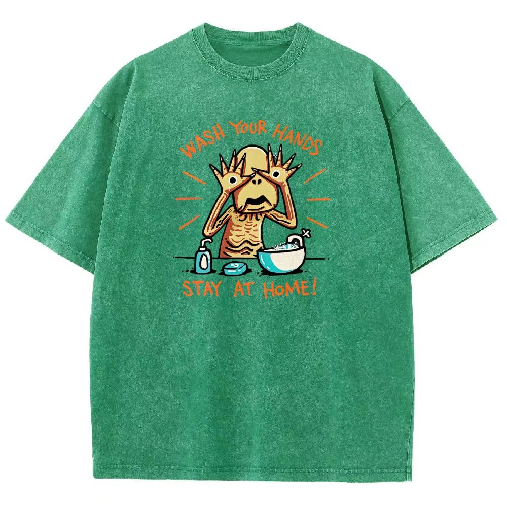 Funny Creepy Monster Hand‑washing Meme Graphic Washed T-shirt