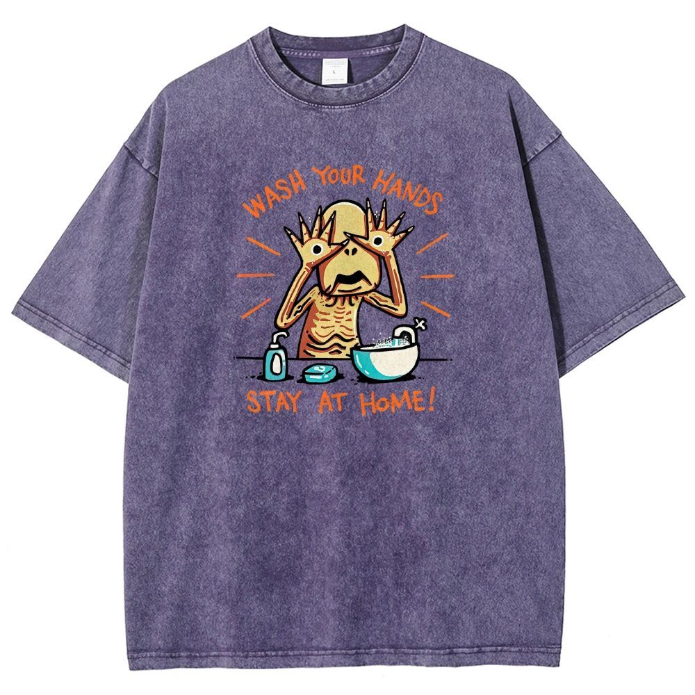 Funny Creepy Monster Hand‑washing Meme Graphic Washed T-shirt