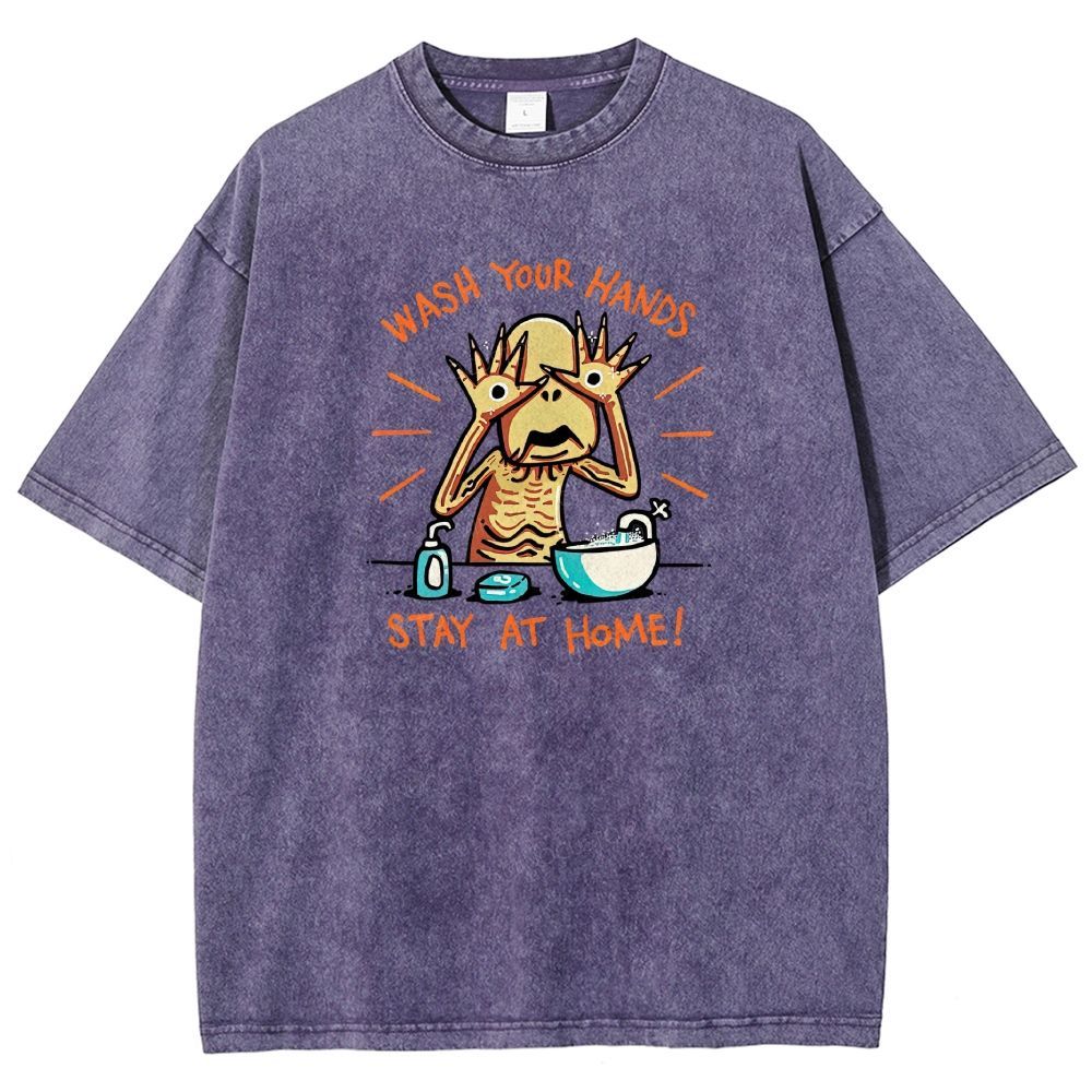 Funny Creepy Monster Hand‑washing Meme Graphic Washed T-shirt