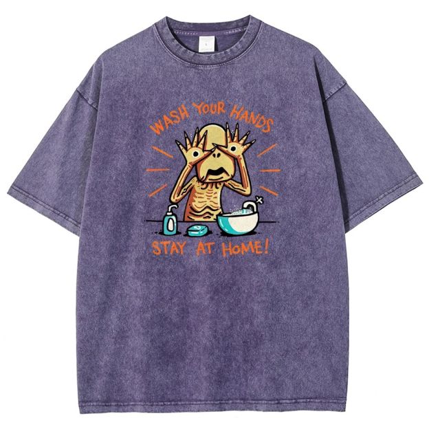 Funny Creepy Monster Hand‑washing Meme Graphic Washed T-shirt
