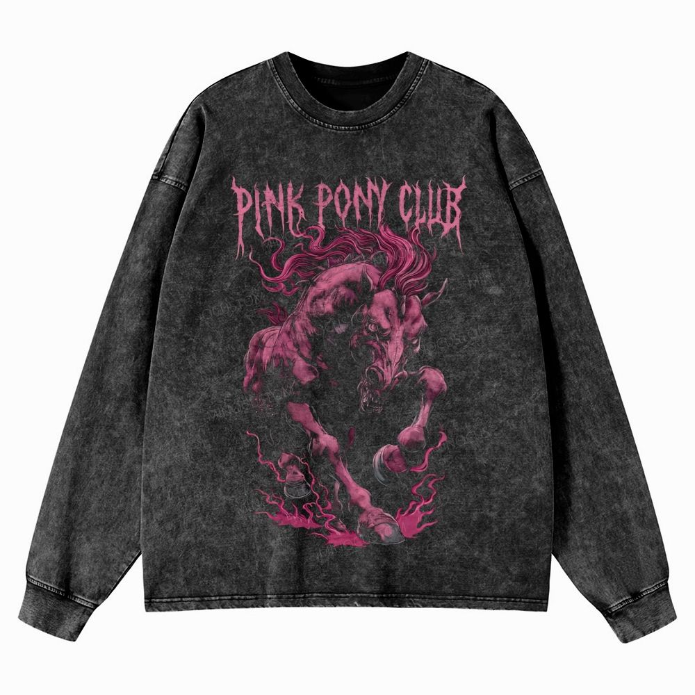 Unisex Casual Washed Long-Sleeved T-Shirt 2608010836