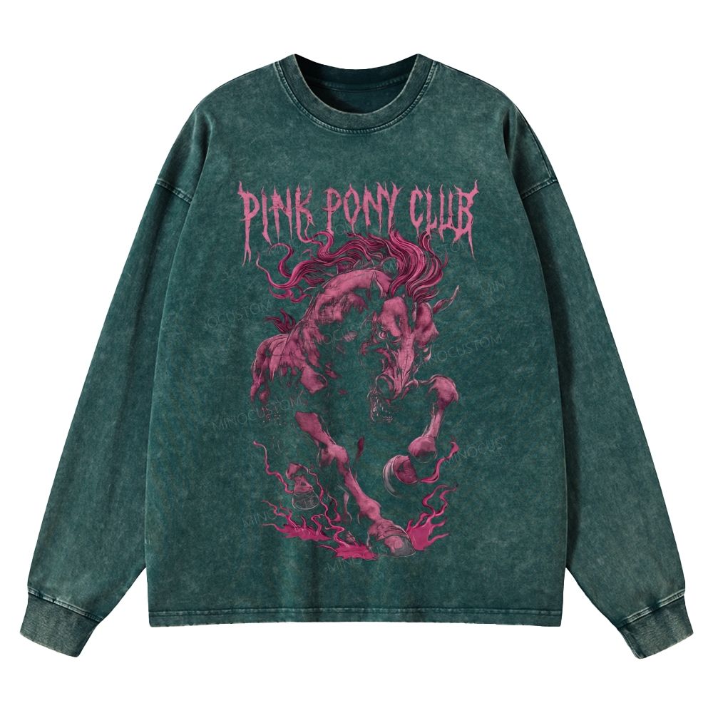 Unisex Casual Washed Long-Sleeved T-Shirt 2608010836