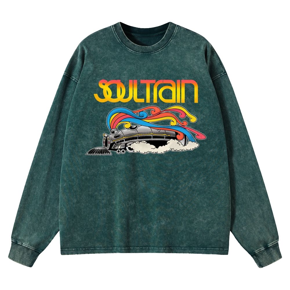 Unisex Casual Washed Long-Sleeved T-Shirt 2608010838