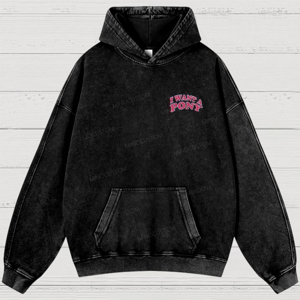 "I Want A Pony" Enchanted Ponies Retro Washed Hoodies 