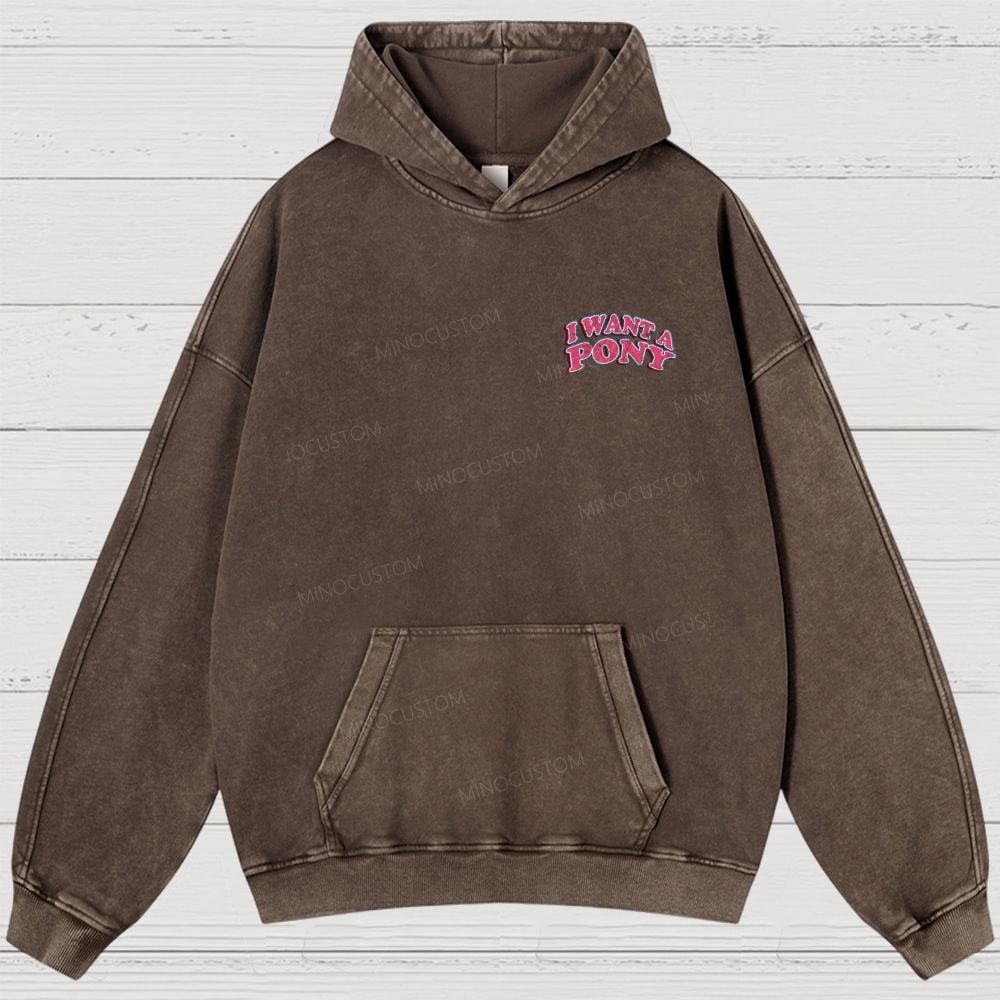 "I Want A Pony" Enchanted Ponies Retro Washed Hoodies 