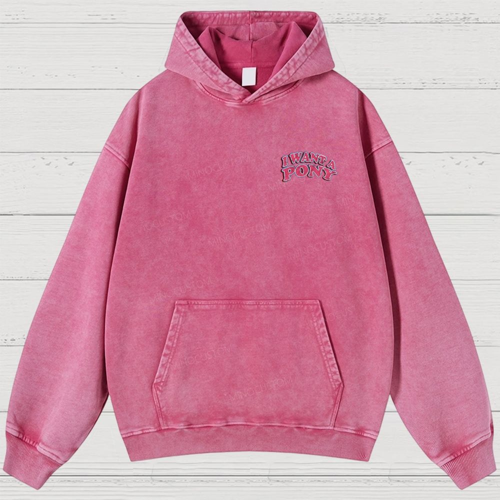 "I Want A Pony" Enchanted Ponies Retro Washed Hoodies 