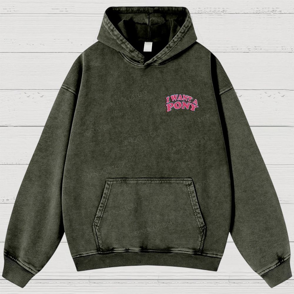"I Want A Pony" Enchanted Ponies Retro Washed Hoodies 