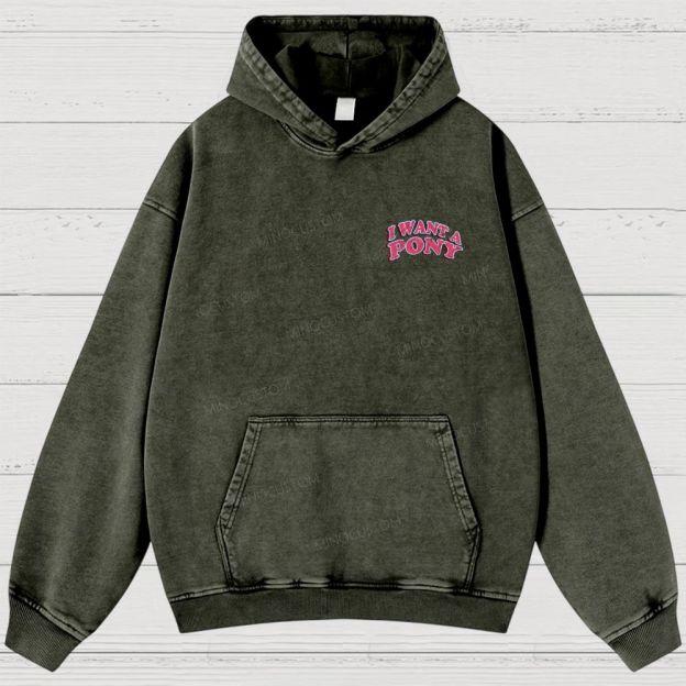 "I Want A Pony" Enchanted Ponies Retro Washed Hoodies 