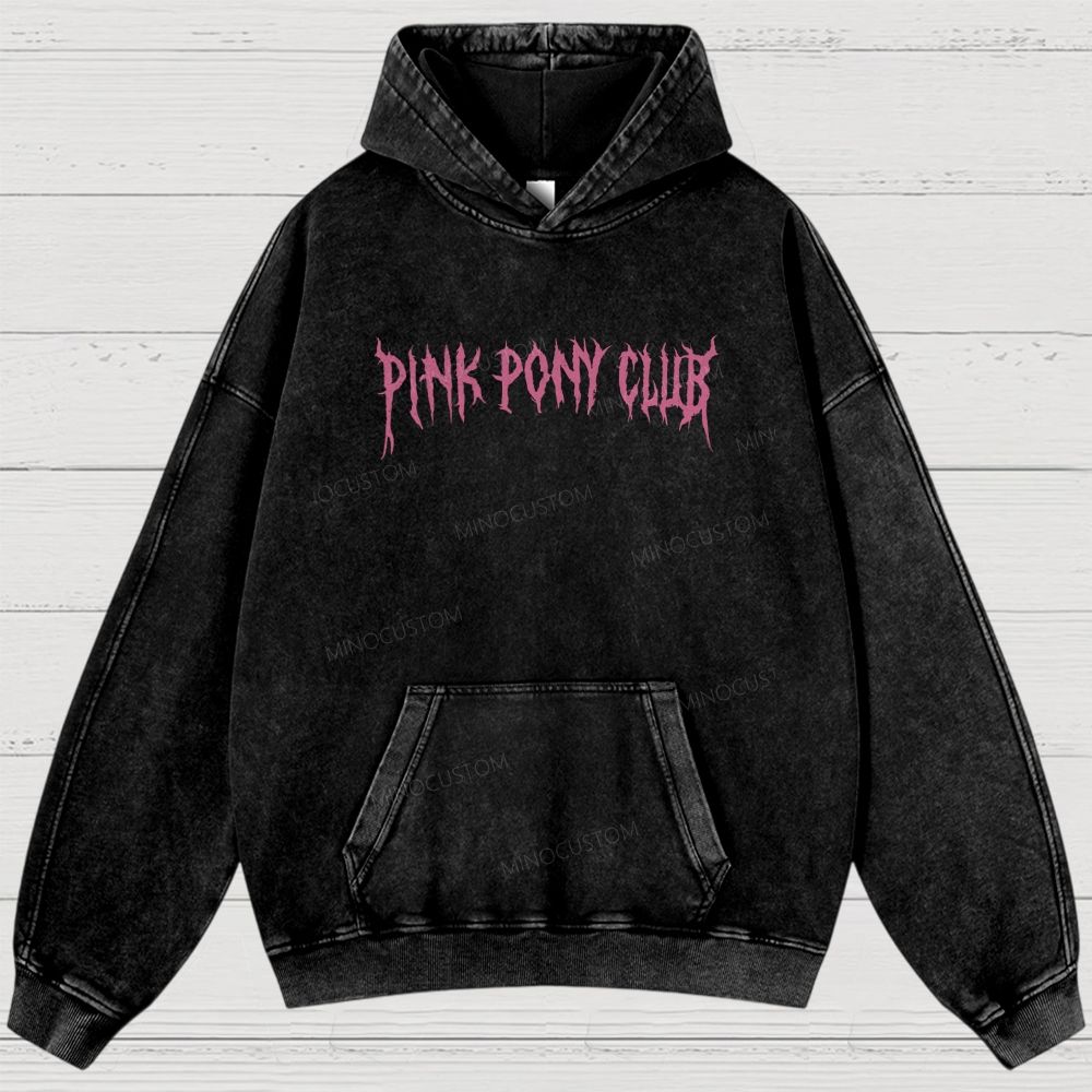 Pink Death Metal Fiery Steed Vintage Washed Hoodies