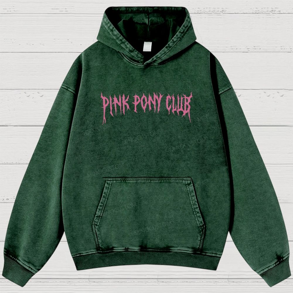 Pink Death Metal Fiery Steed Vintage Washed Hoodies